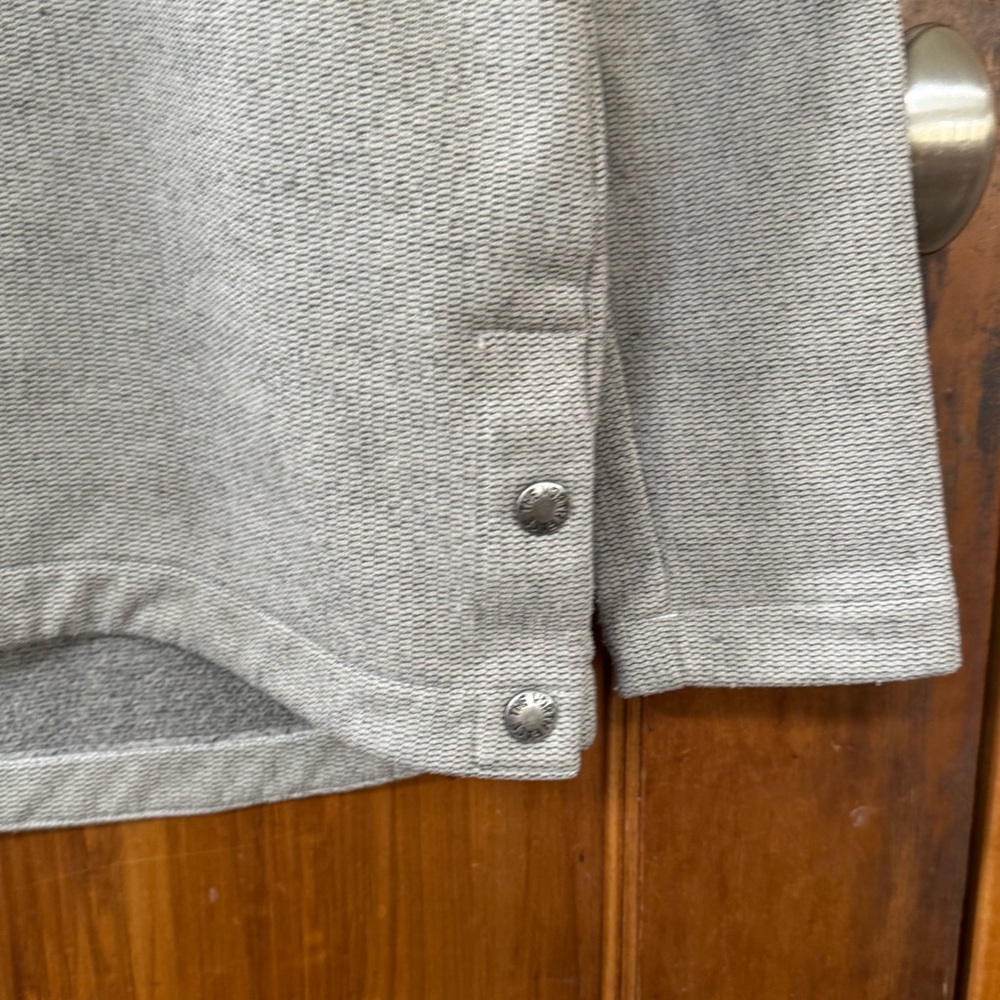 North Face Gray Button-Up Hoodie Light Grey Heather Collar Snaps Sweatshirt S/M - Picture 6 of 12
